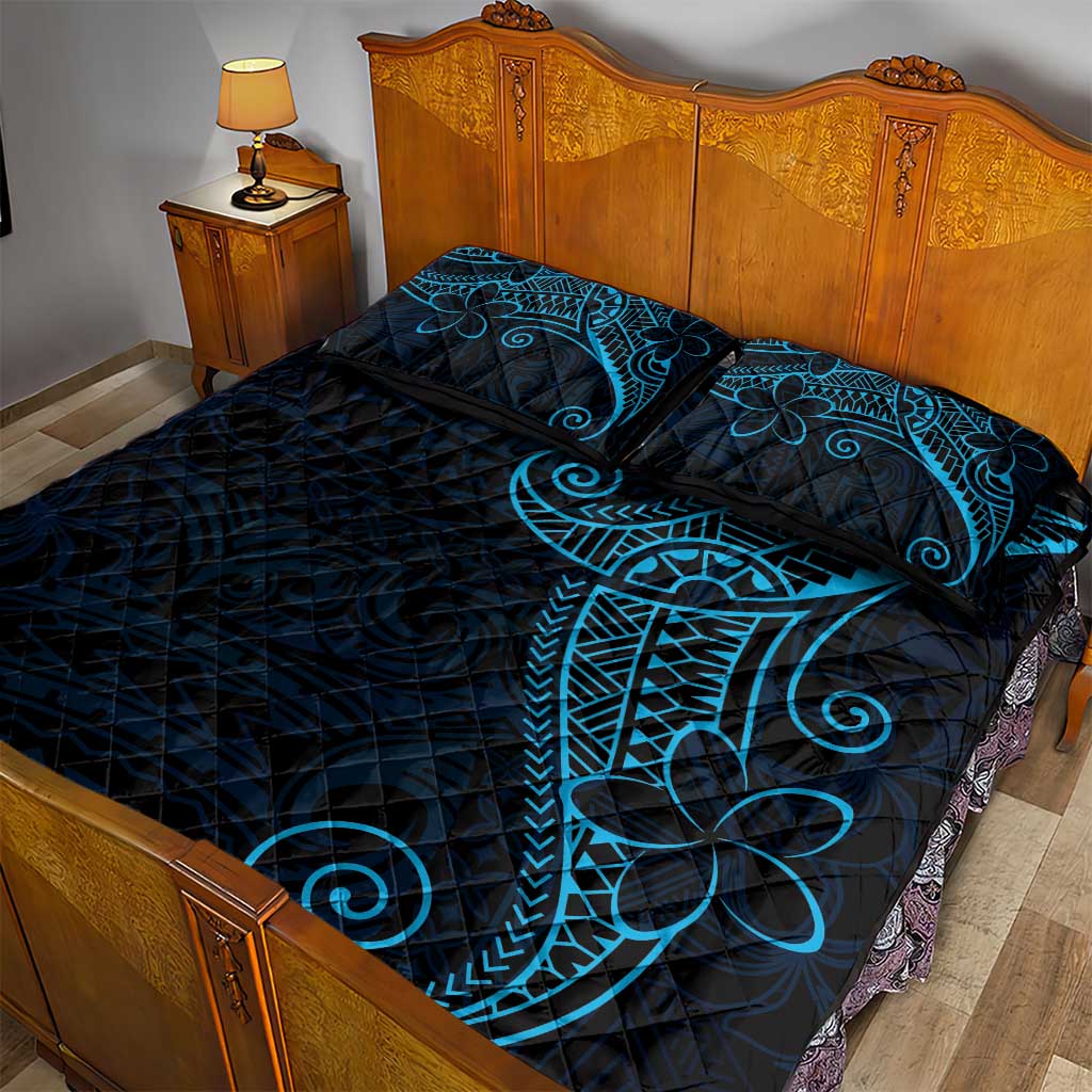 Black Blue Polynesian Tribal Quilt Bed Set LT9 - Polynesian Pride