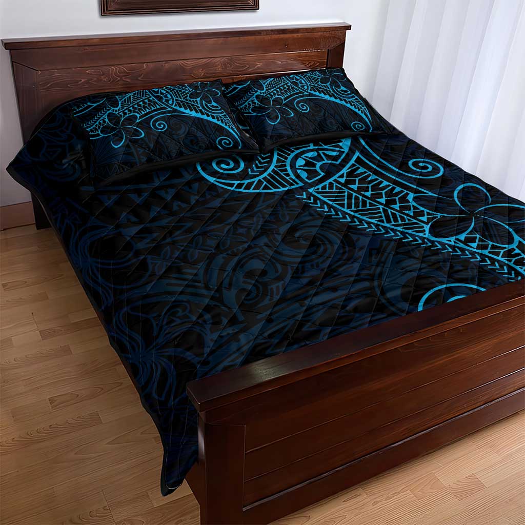 Black Blue Polynesian Tribal Quilt Bed Set LT9 - Polynesian Pride