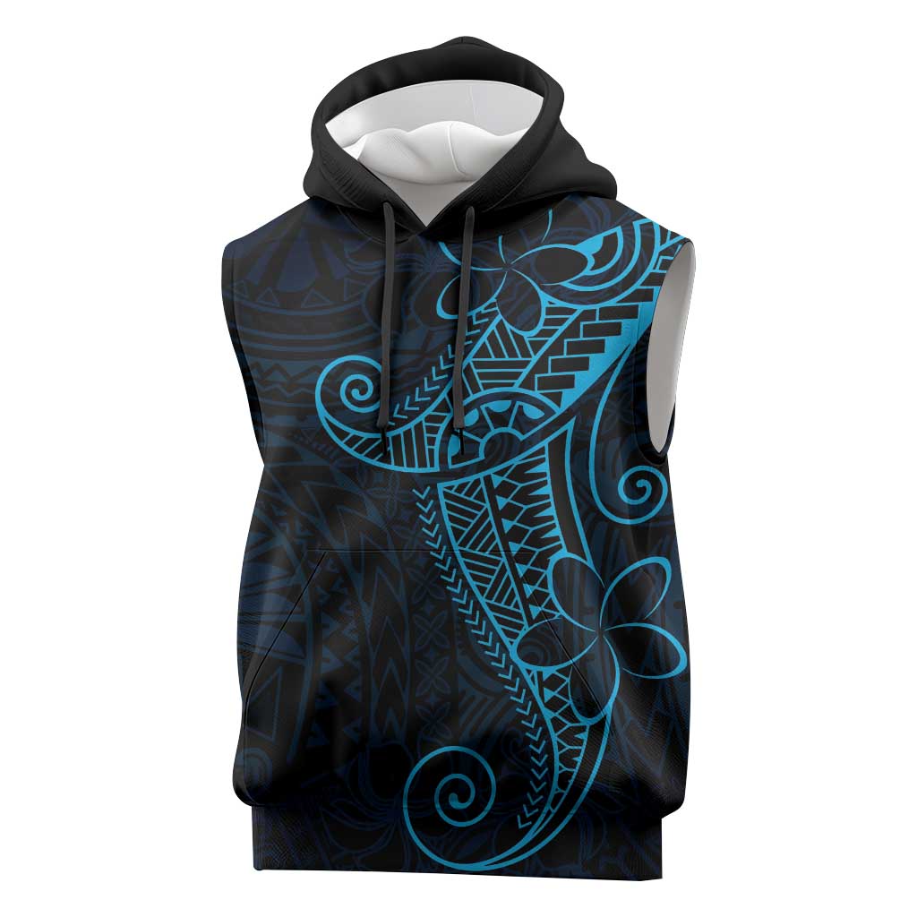Black Blue Polynesian Tribal Sleeveless Hoodie LT9 Blue - Polynesian Pride