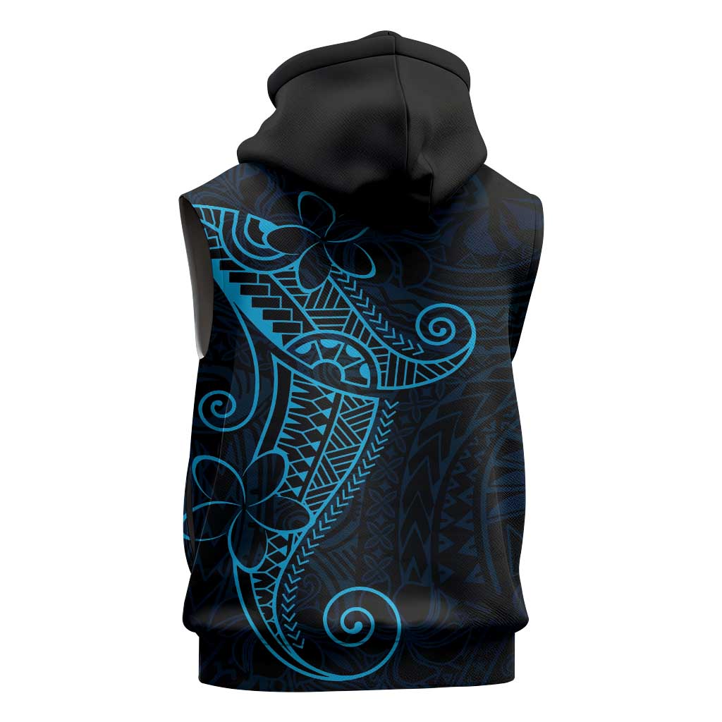 Black Blue Polynesian Tribal Sleeveless Hoodie LT9 - Polynesian Pride
