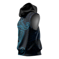 Black Blue Polynesian Tribal Sleeveless Hoodie LT9 - Polynesian Pride