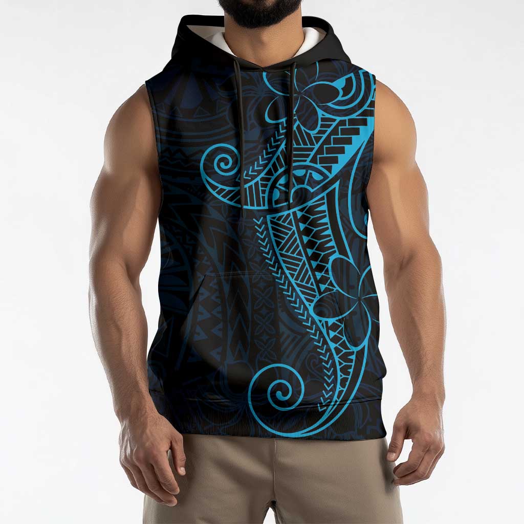 Black Blue Polynesian Tribal Sleeveless Hoodie LT9 - Polynesian Pride