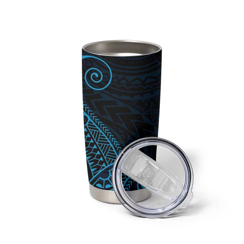 Black Blue Polynesian Tribal Tumbler Cup LT9 - Polynesian Pride
