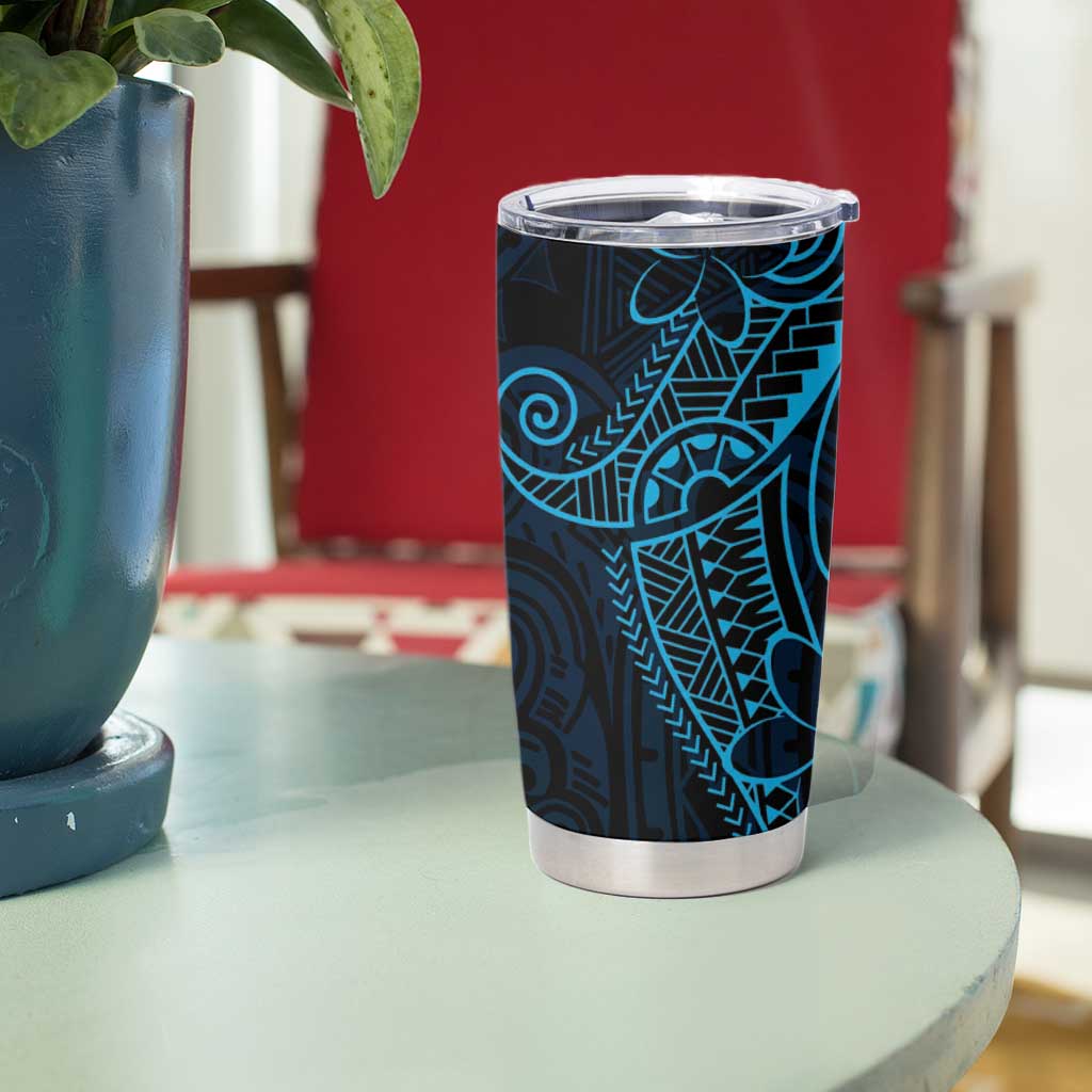 Black Blue Polynesian Tribal Tumbler Cup LT9 - Polynesian Pride