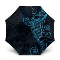 Black Blue Polynesian Tribal Umbrella LT9 One Size Folded 11.42 inch Opened Diameter 37.4 inch Blue - Polynesian Pride