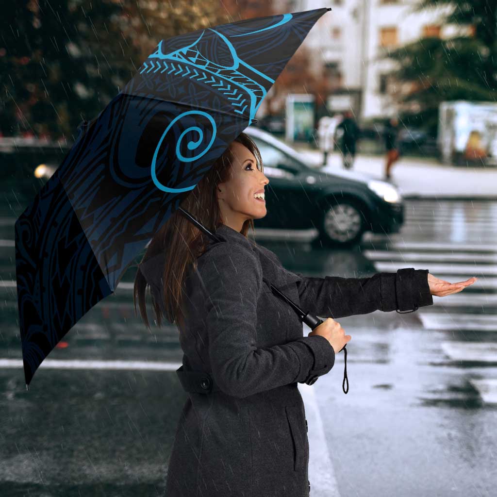 Black Blue Polynesian Tribal Umbrella LT9 - Polynesian Pride