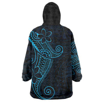 Black Blue Polynesian Tribal Wearable Blanket Hoodie LT9 - Polynesian Pride