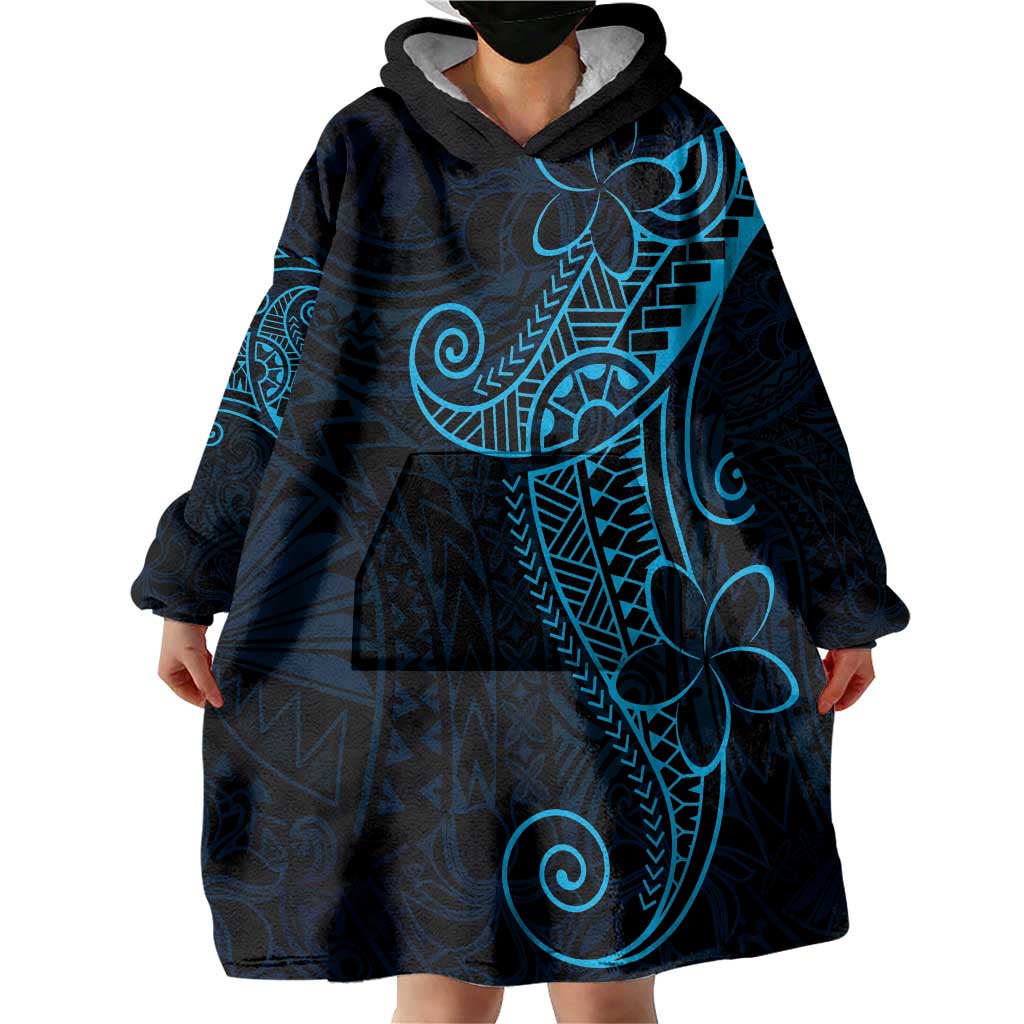 Black Blue Polynesian Tribal Wearable Blanket Hoodie LT9 - Polynesian Pride