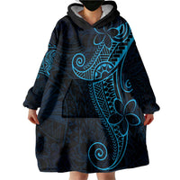 Black Blue Polynesian Tribal Wearable Blanket Hoodie LT9 - Polynesian Pride