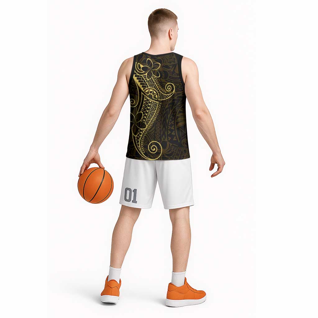 Black Gold Polynesian Tribal Basketball Jersey LT9 - Polynesian Pride