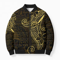 Black Gold Polynesian Tribal Bomber Puffer Jacket LT9 Unisex Gold - Polynesian Pride