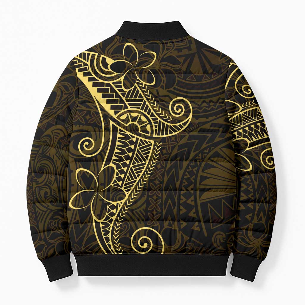 Black Gold Polynesian Tribal Bomber Puffer Jacket LT9 - Polynesian Pride