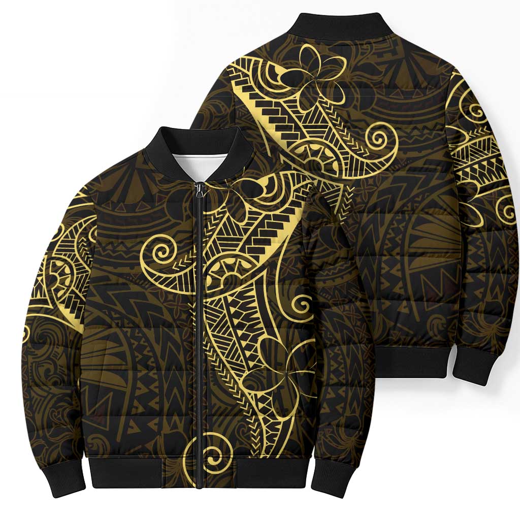 Black Gold Polynesian Tribal Bomber Puffer Jacket LT9 - Polynesian Pride