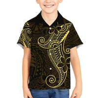 Black Gold Polynesian Tribal Kid Hawaiian Shirt LT9 Kid Gold - Polynesian Pride