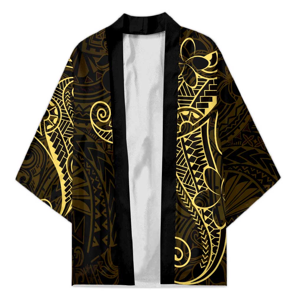 Black Gold Polynesian Tribal Kimono LT9 Unisex Gold - Polynesian Pride