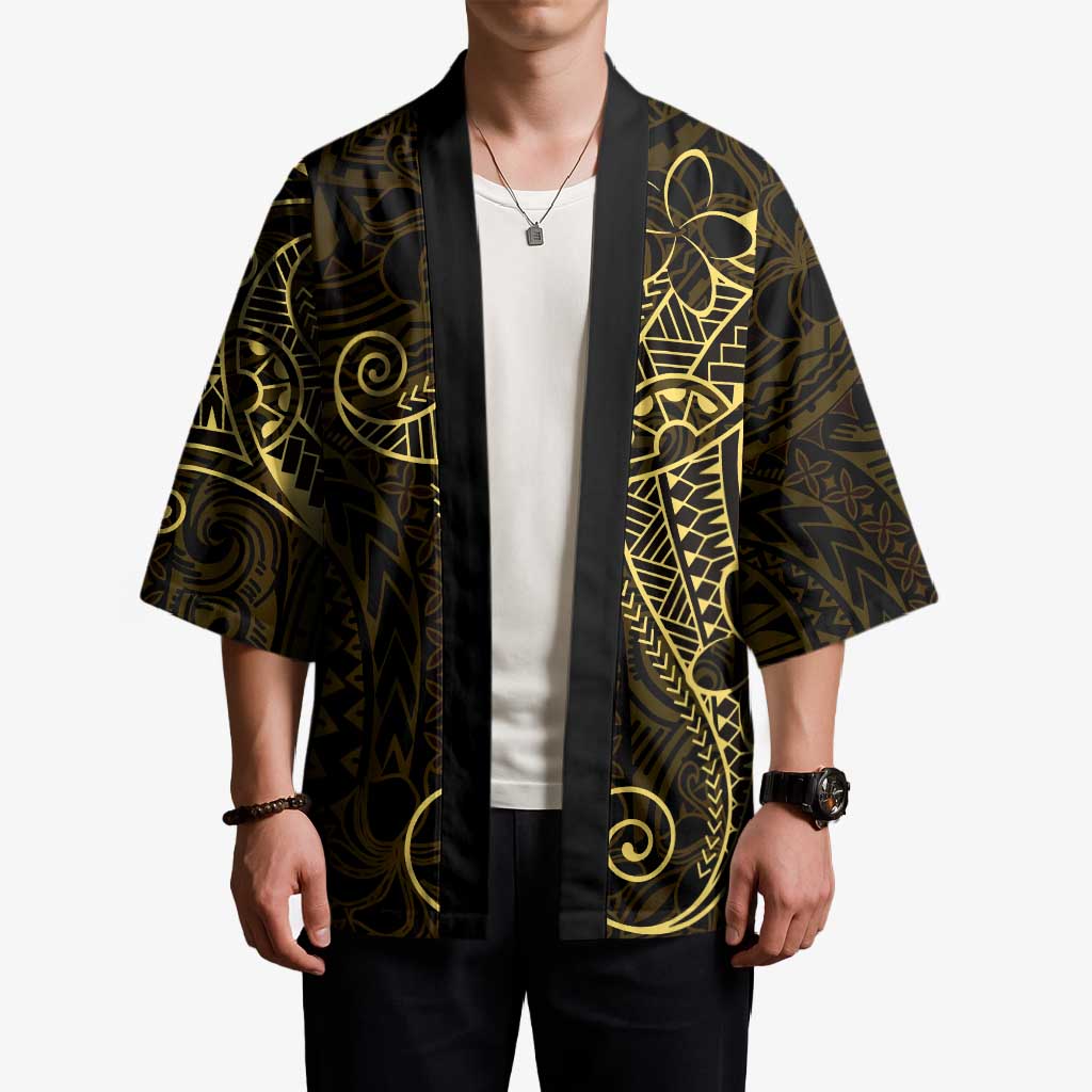 Black Gold Polynesian Tribal Kimono LT9 - Polynesian Pride