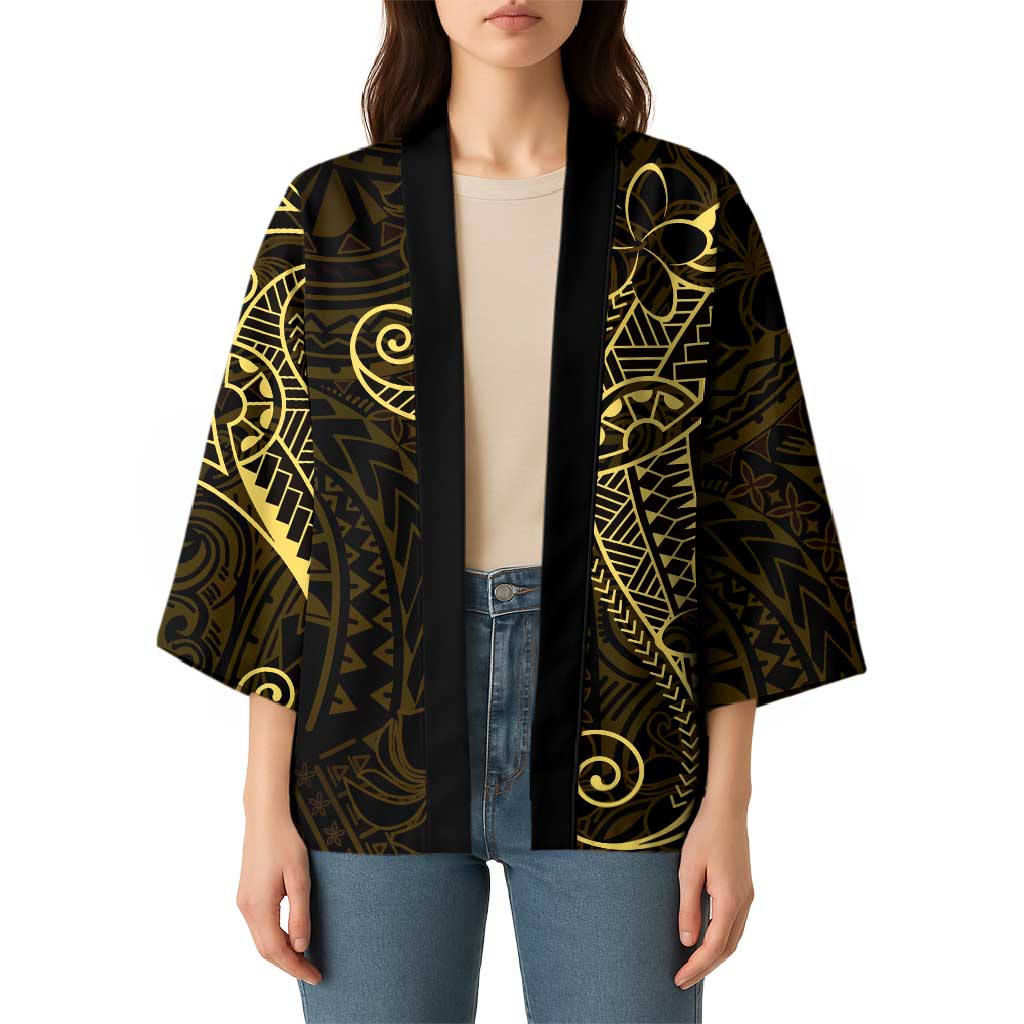 Black Gold Polynesian Tribal Kimono LT9 - Polynesian Pride