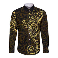 Black Gold Polynesian Tribal Long Sleeve Button Shirt LT9 Unisex Gold - Polynesian Pride