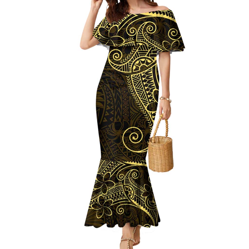 Black Gold Polynesian Tribal Mermaid Dress LT9 Women Gold - Polynesian Pride