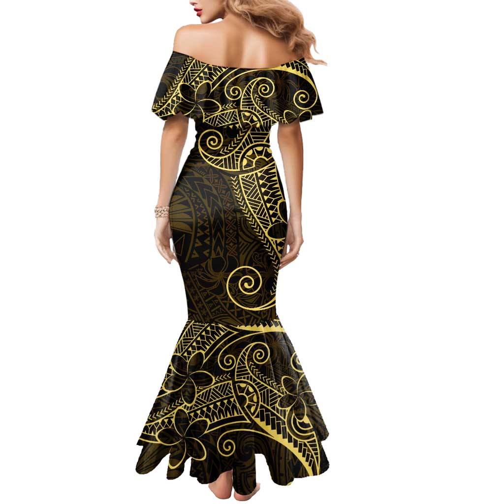 Black Gold Polynesian Tribal Mermaid Dress LT9 - Polynesian Pride