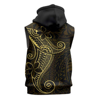 Black Gold Polynesian Tribal Sleeveless Hoodie LT9 - Polynesian Pride