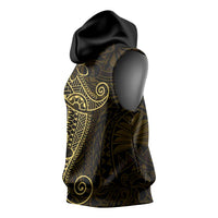 Black Gold Polynesian Tribal Sleeveless Hoodie LT9 - Polynesian Pride
