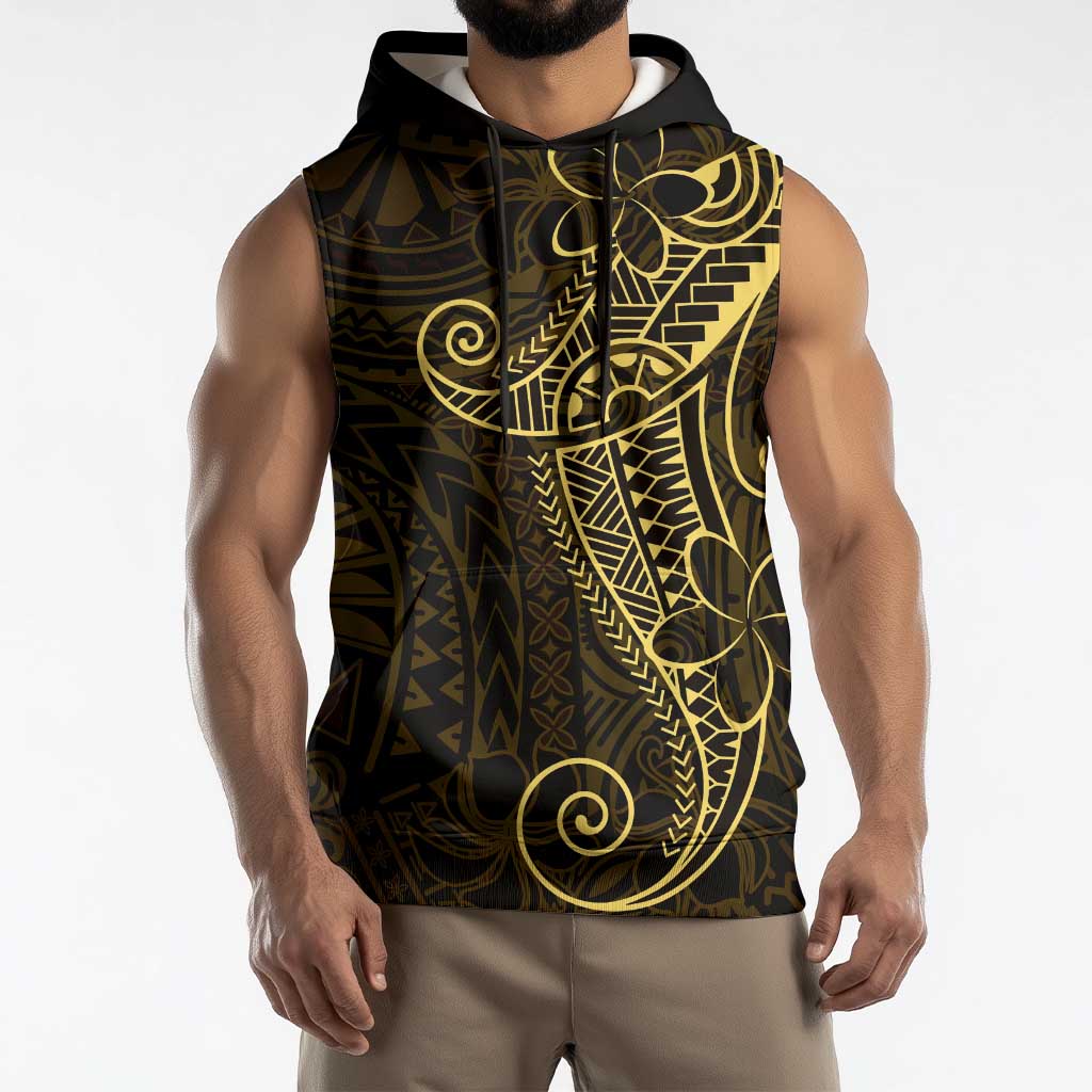 Black Gold Polynesian Tribal Sleeveless Hoodie LT9 - Polynesian Pride