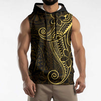 Black Gold Polynesian Tribal Sleeveless Hoodie LT9 - Polynesian Pride