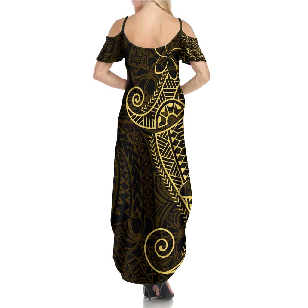 Black Gold Polynesian Tribal Summer Maxi Dress LT9 - Polynesian Pride