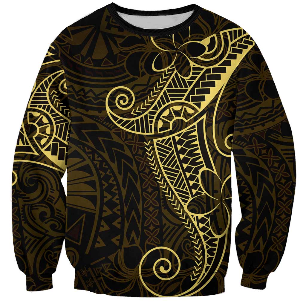 Black Gold Polynesian Tribal Sweatshirt LT9 Unisex Gold - Polynesian Pride