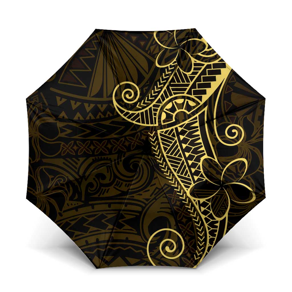 Black Gold Polynesian Tribal Umbrella LT9 One Size Folded 11.42 inch Opened Diameter 37.4 inch Gold - Polynesian Pride