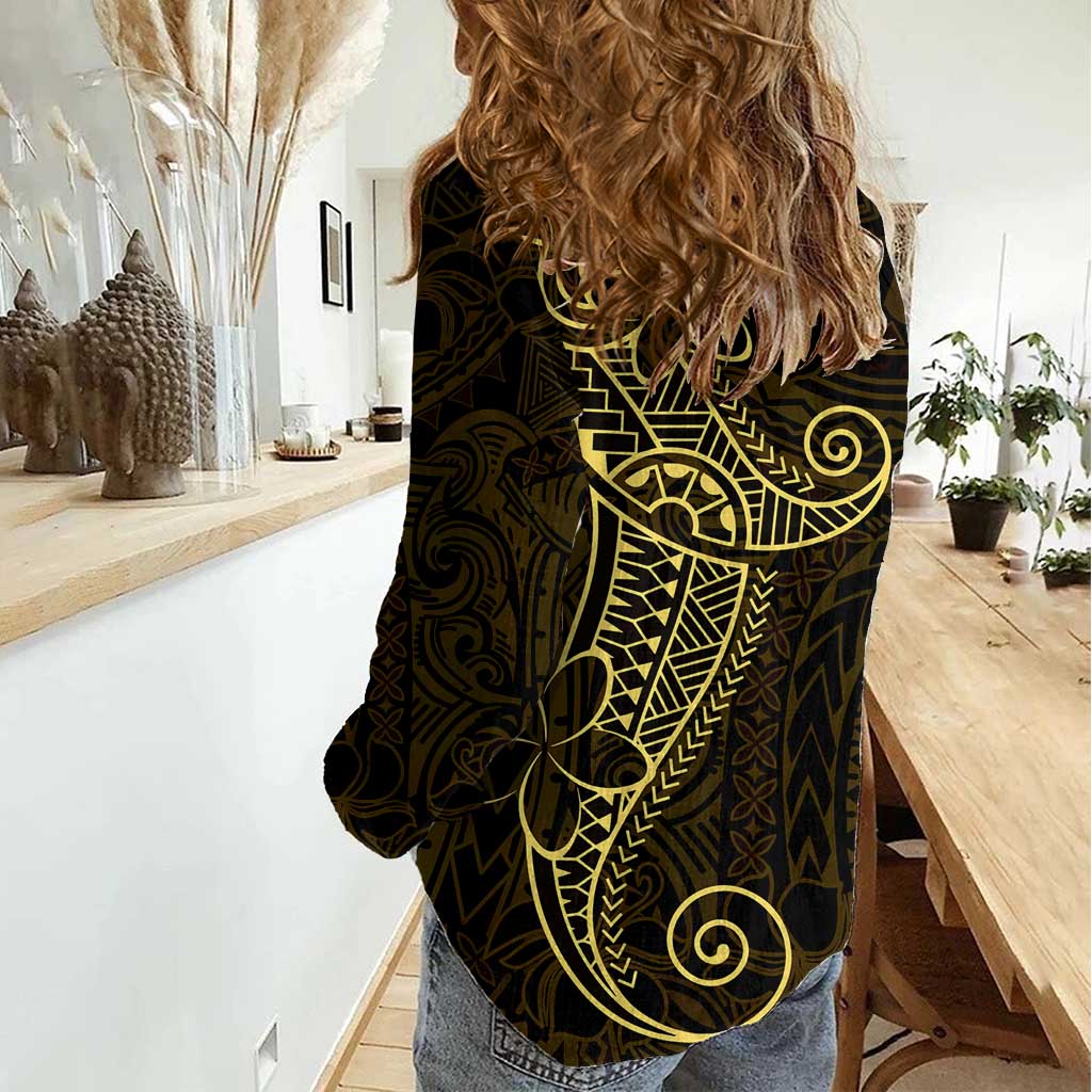 Black Gold Polynesian Tribal Women Casual Shirt LT9 - Polynesian Pride