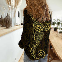 Black Gold Polynesian Tribal Women Casual Shirt LT9 - Polynesian Pride