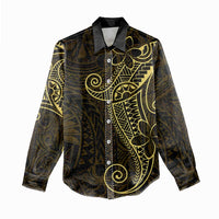 Black Gold Polynesian Tribal Women Casual Shirt LT9 - Polynesian Pride