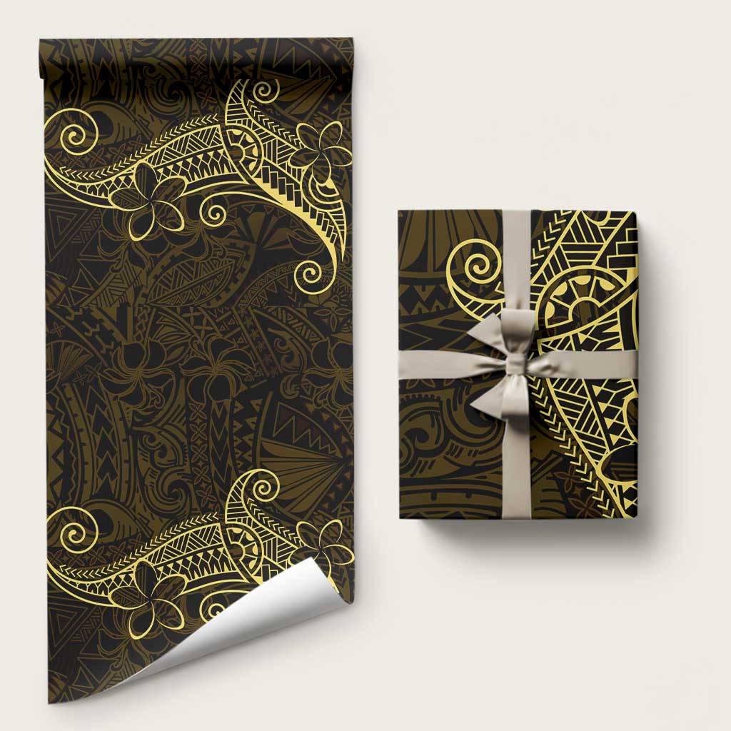 Black Gold Polynesian Tribal Wrapping Paper LT9 58" × 23" Gold - Polynesian Pride