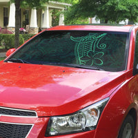 Black Green Polynesian Tribal Auto Sun Shade LT9 - Polynesian Pride