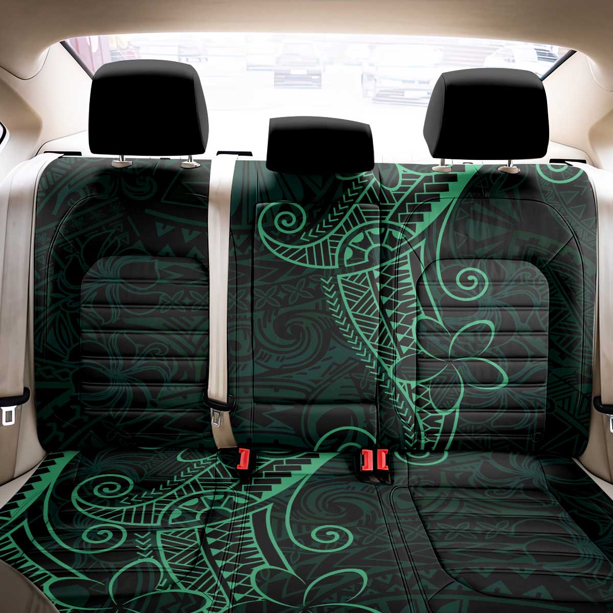 Black Green Polynesian Tribal Back Car Seat Cover LT9 - Polynesian Pride