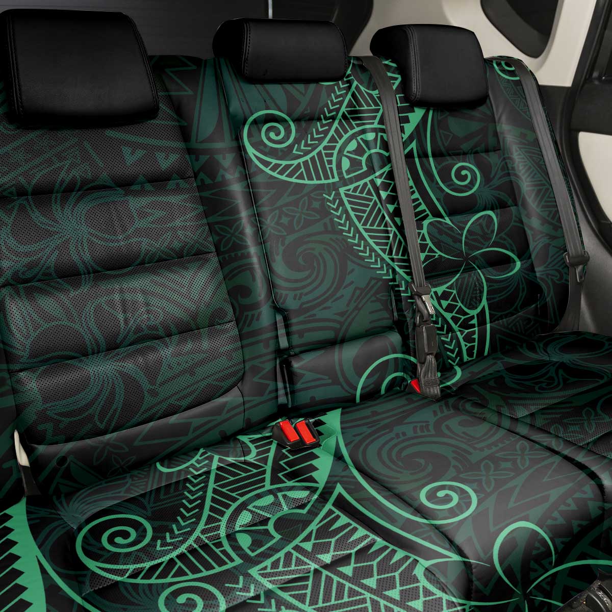 Black Green Polynesian Tribal Back Car Seat Cover LT9 - Polynesian Pride