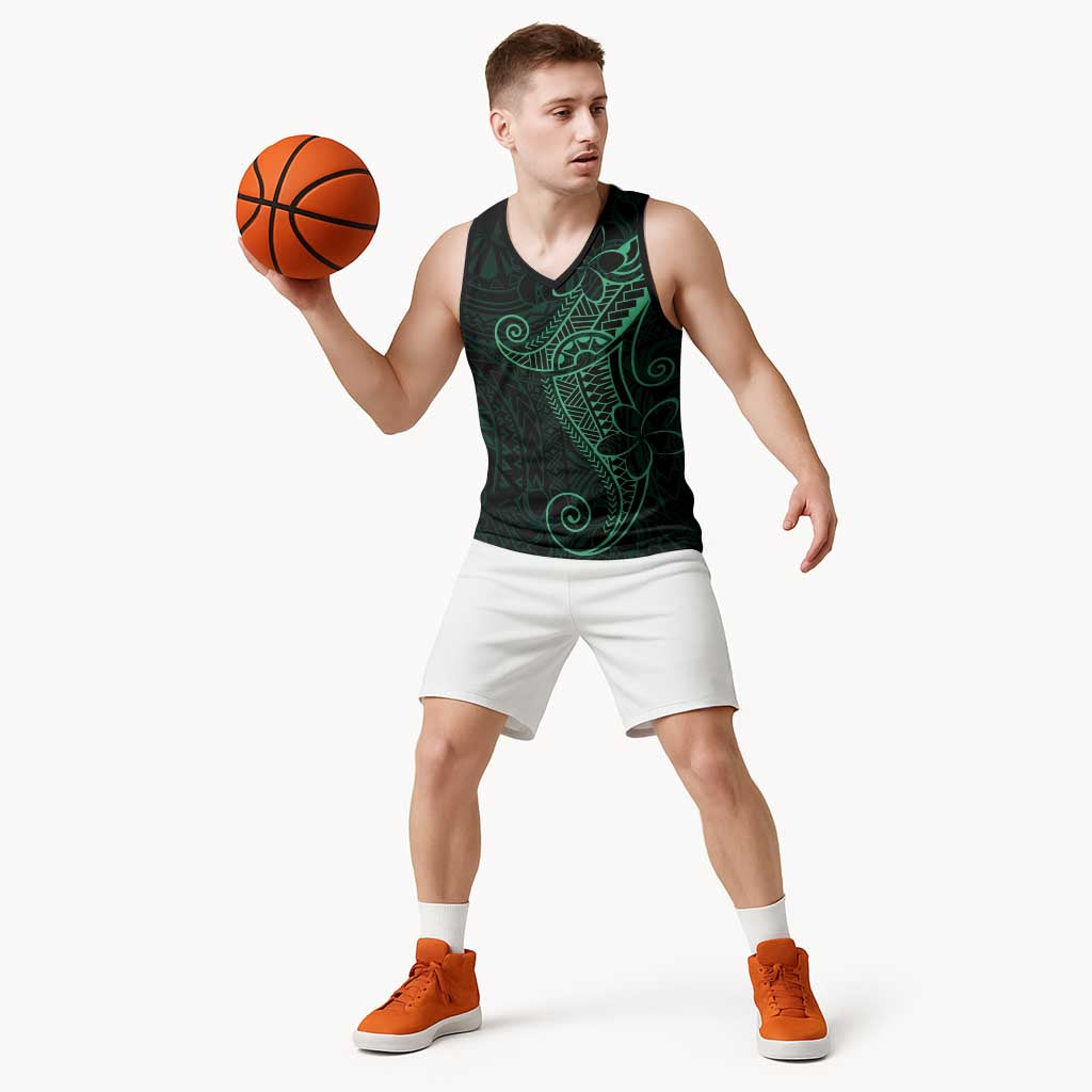 Black Green Polynesian Tribal Basketball Jersey LT9 - Polynesian Pride