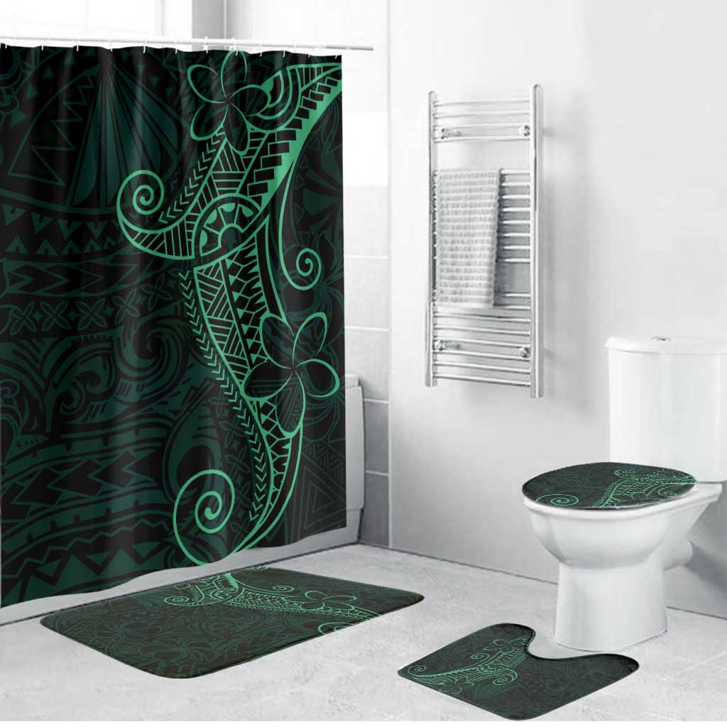 Black Green Polynesian Tribal Bathroom Set LT9 Bathroom Set (4 pcs) Green - Polynesian Pride