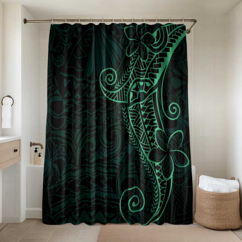 Black Green Polynesian Tribal Bathroom Set LT9 Shower Curtain Only Green - Polynesian Pride