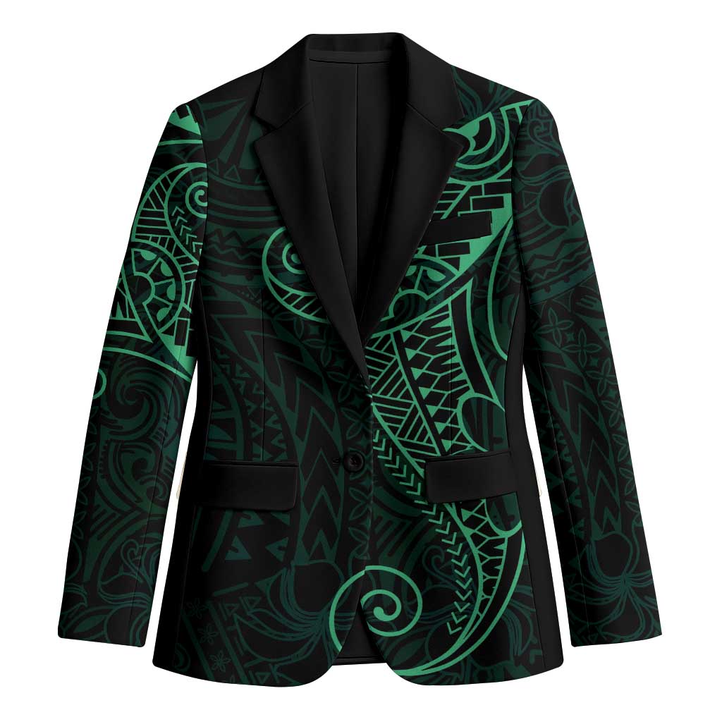 Black Green Polynesian Tribal Blazer LT9 Unisex Green - Polynesian Pride