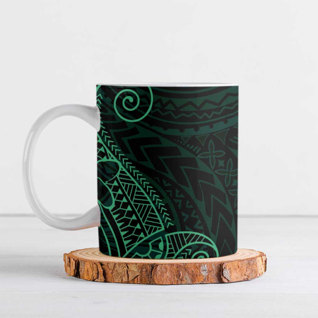 Black Green Polynesian Tribal Ceramic Mug LT9 Green - Polynesian Pride