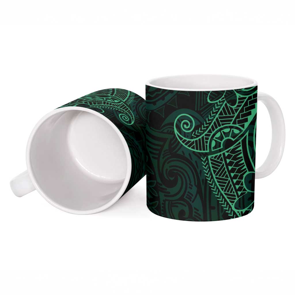 Black Green Polynesian Tribal Ceramic Mug LT9 - Polynesian Pride