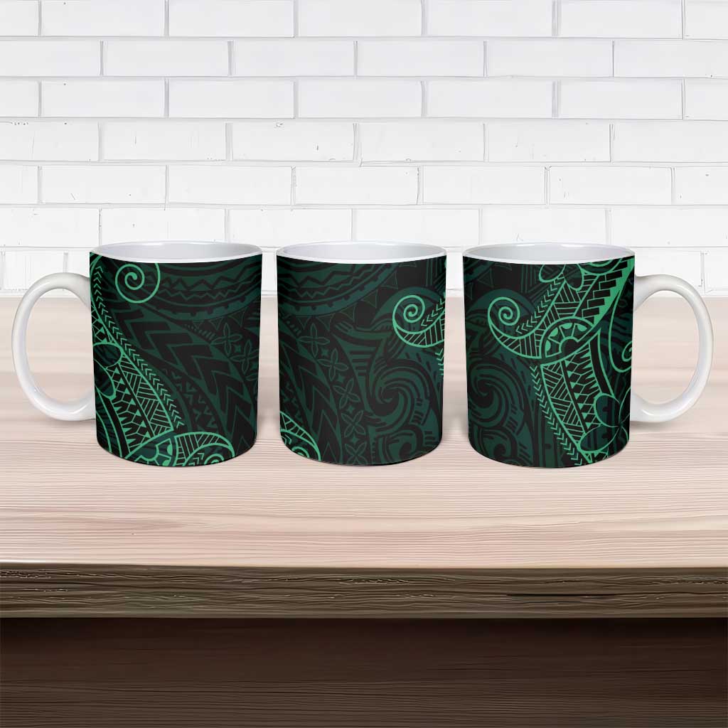 Black Green Polynesian Tribal Ceramic Mug LT9 - Polynesian Pride