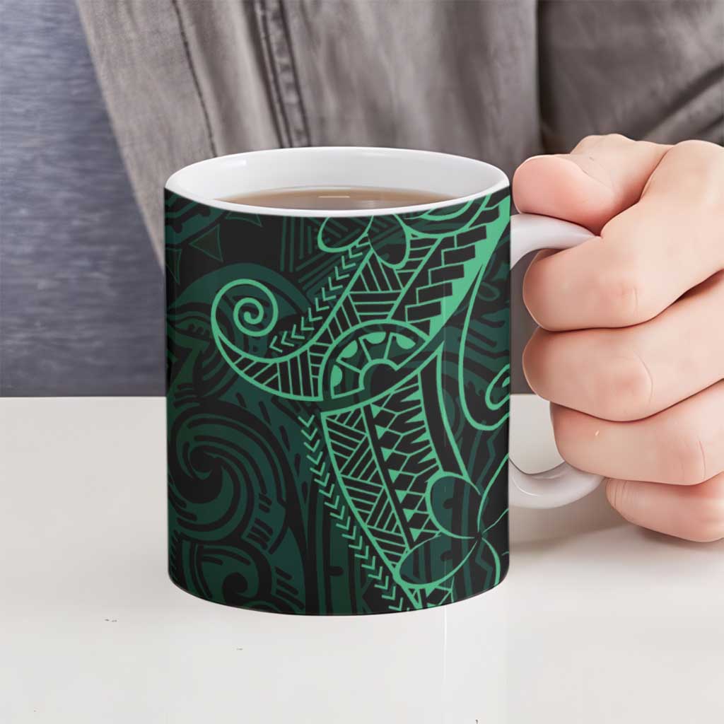 Black Green Polynesian Tribal Ceramic Mug LT9 - Polynesian Pride