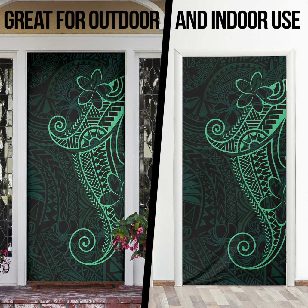 Black Green Polynesian Tribal Door Cover LT9 - Polynesian Pride