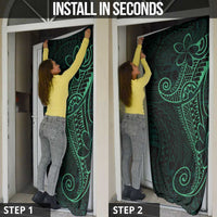 Black Green Polynesian Tribal Door Cover LT9 - Polynesian Pride