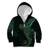 Black Green Polynesian Tribal Kid Hoodie LT9 Zip Hoodie Green - Polynesian Pride