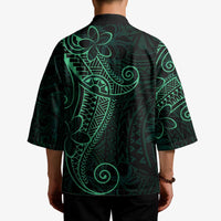 Black Green Polynesian Tribal Kimono LT9 - Polynesian Pride